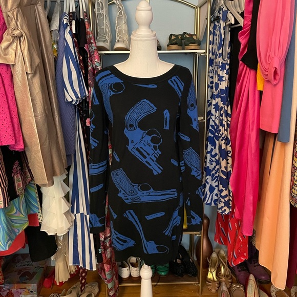 Vintage Betsey Johnson Gun Sweater Dress - Size Medium - Picture 1 of 10